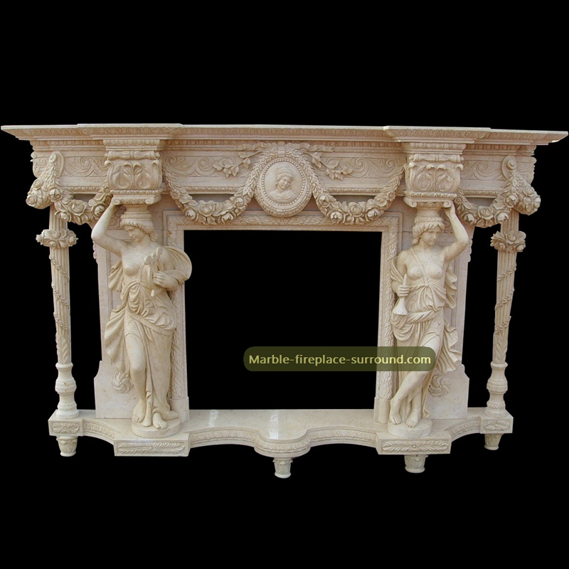 antique mantels with carving caryatid